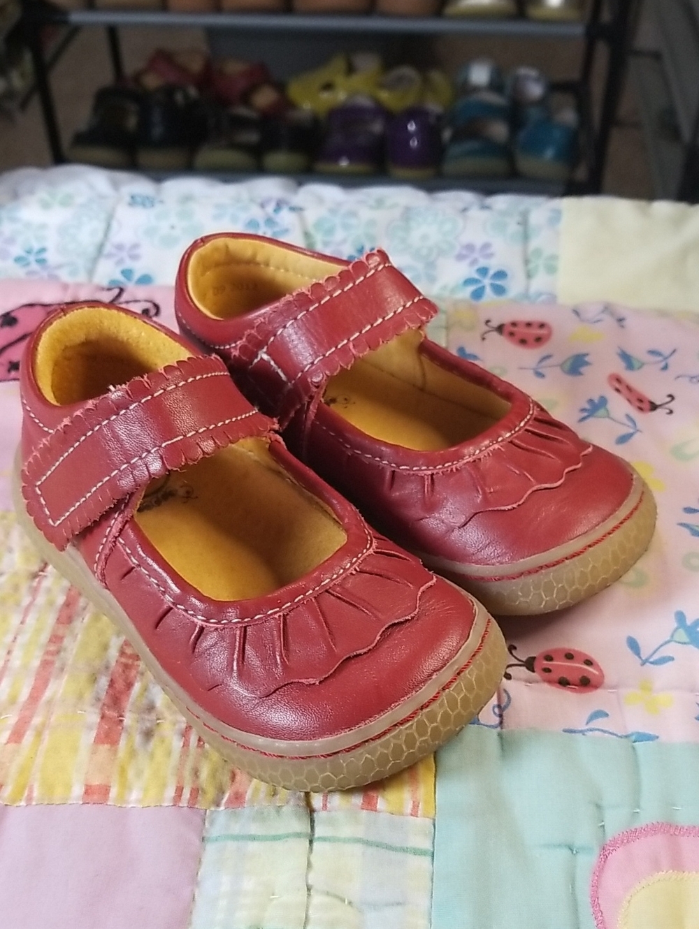 Livie & Luca Red Soft Leather Mary Jane Size 7 Ruche Made in Mexico Originals